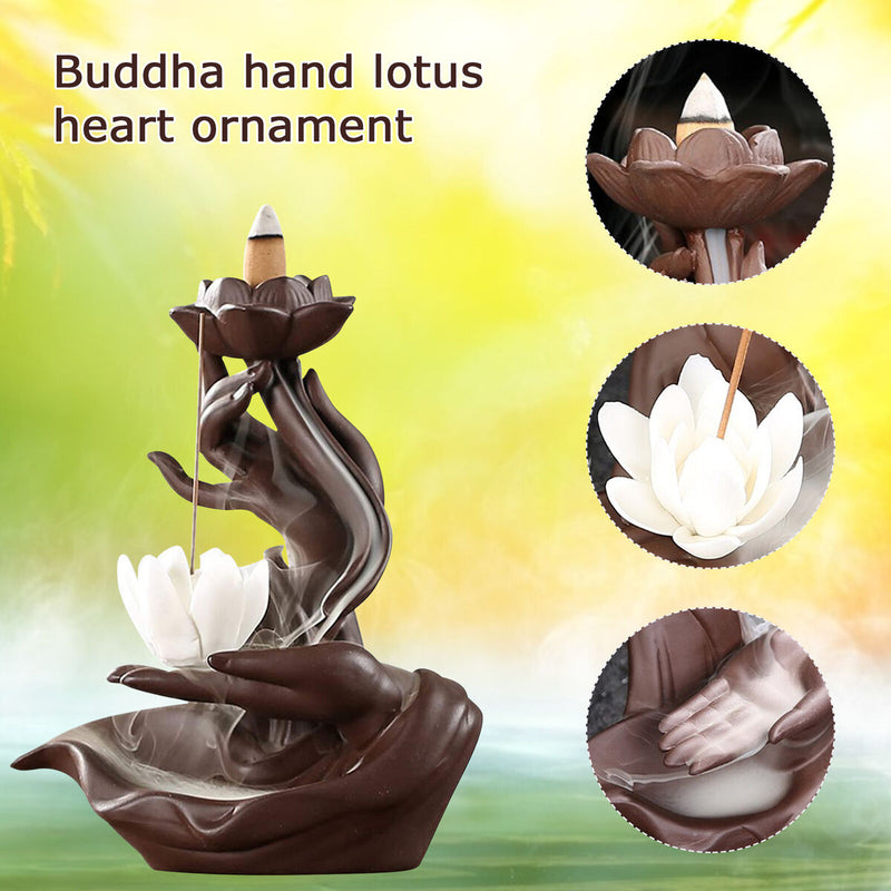 Buddha Lotus Backflow Incense Holder Incense Burner Candle Stick Holder Decor