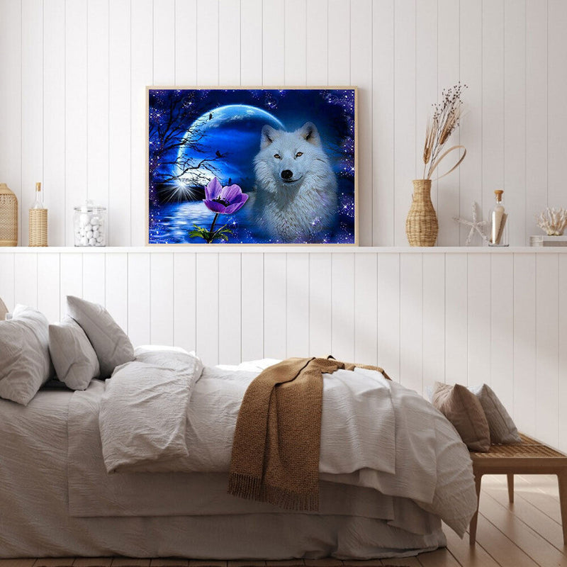 5D DIY Diamond Painting Kits Full Round Drill Snow Wolf Mosaic Wall Art Picture