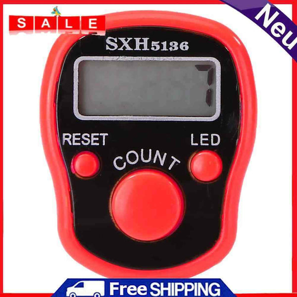 LCD Display Finger Counter LED Luminous Electronic Tally Counter (Red)