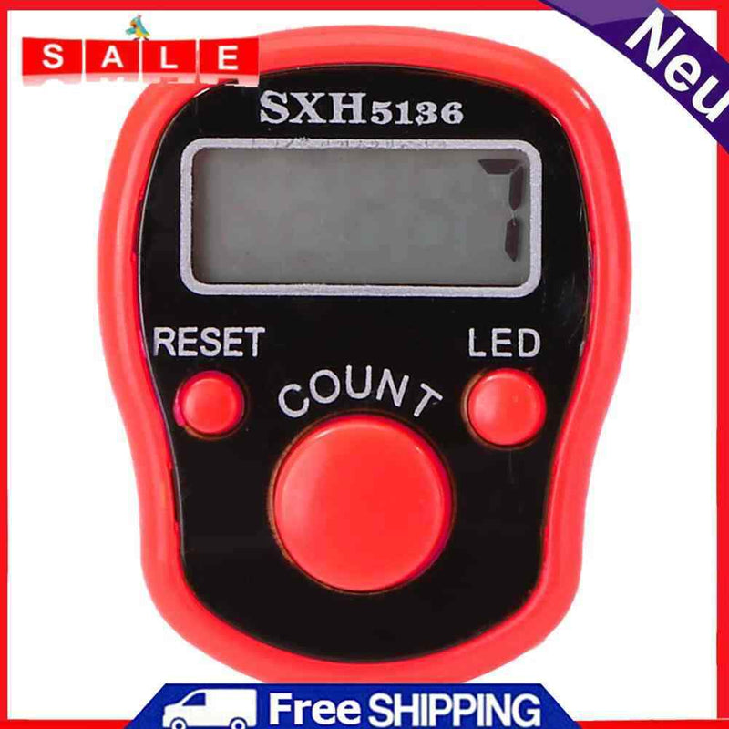LCD Display Finger Counter LED Luminous Electronic Tally Counter (Red)