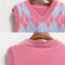 Y2K Preppy Style V Neck Knitwear top Plaid Knitted Sweater Vest Sleeveless