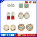 6Pairs Earrings Set Rhinestone Geometric Round Mixed Ear Stud Women Jewelry