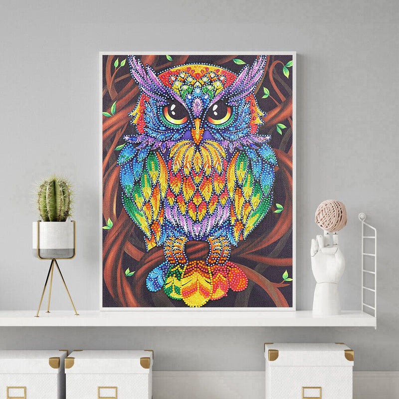 5D DIY Special Shaped Diamond Painting Owl Embroidery Mosaic Kit Home Wall Decor