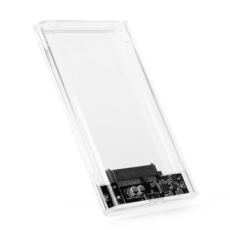 USB3.0 HDD Enclosure 2.5 inch SATA SSD Hard Drive Case External Box (Clear)