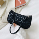 Retro Women Embossed Geometric PU Underarm Shoulder Bag Handbags (Black)