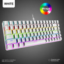 84 Keys Mechanical Gaming Keyboards Mini Wired for Gamer (Red Axis White)