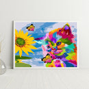Frameless Cat Sunflower Oil Paint By Numbers DIY Handmade Drawing On Canvas Kit