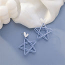 Jewelry Heart Earring Sky Blue Hollowed Stud Earrings Star Earrings Double Star