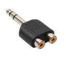2Pcs 6.35mm 1/4" Stereo Plug to 2 RCA Female Jacks Splitter Audio Converter