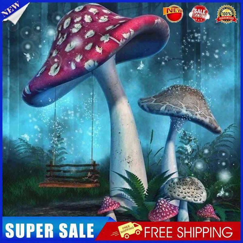 Mushrooms Blue Rainy Night 5D DIY Diamond Painting Rhinestone Full Round Dr
