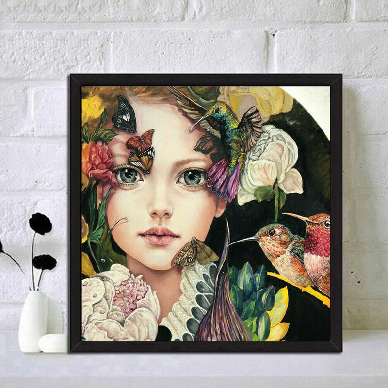 5D Diamond Painting Flower Bird Girl DIY Full Drill Round Rhinestone Home Decor