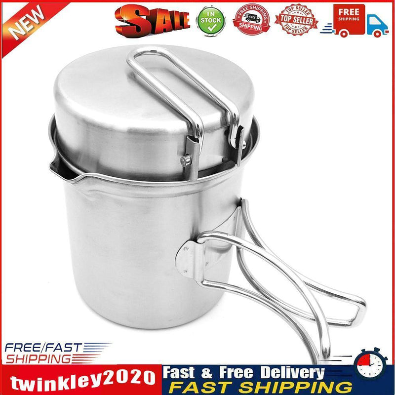 2pcs/Set Foldable Portable Camping Cooking Kettle+Storage Bag Outdoor Pots Newly