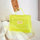 Fashion Women Transparent Messenger Bag Ladies Beach Chain Handbag (Yellow)