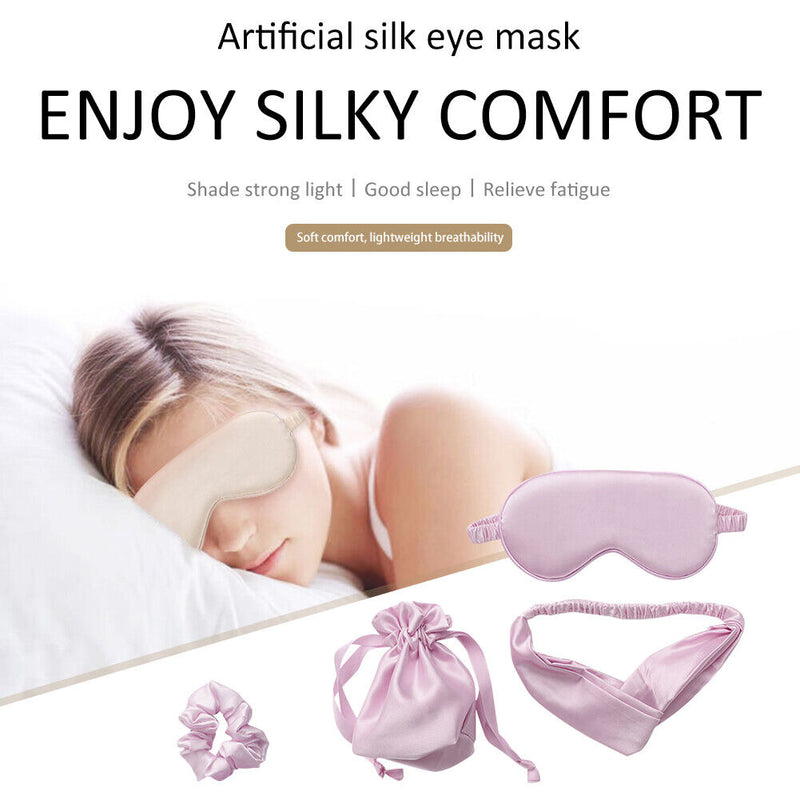 Silk Sleeping Eyepatch Headband Hair Tie Help to Sleep Aid Blindfold for Rest