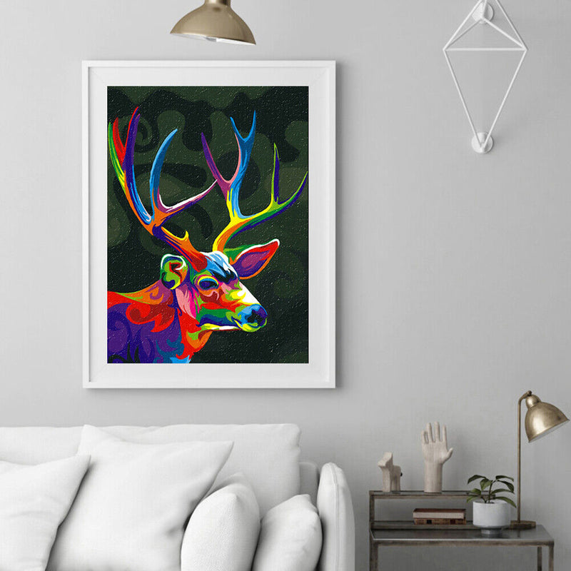 Colored Elk No Frame Pictures By Number DIY Digital Coding Oil Painting for Home
