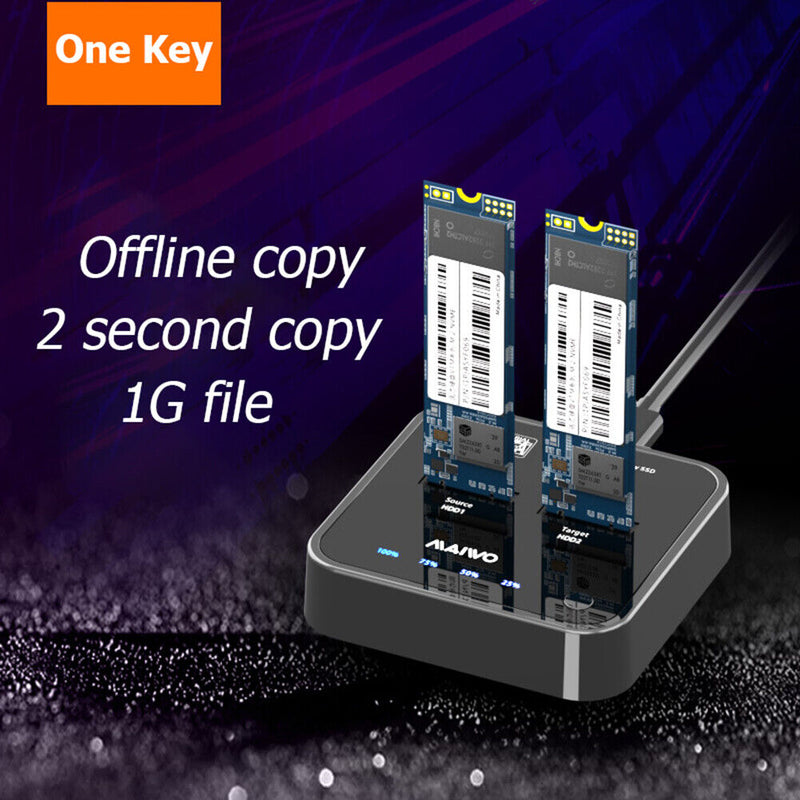 MAIWO K3016P Type C Hard Drive Docking M.2 SSD NVME Dual Bay Station (EU)