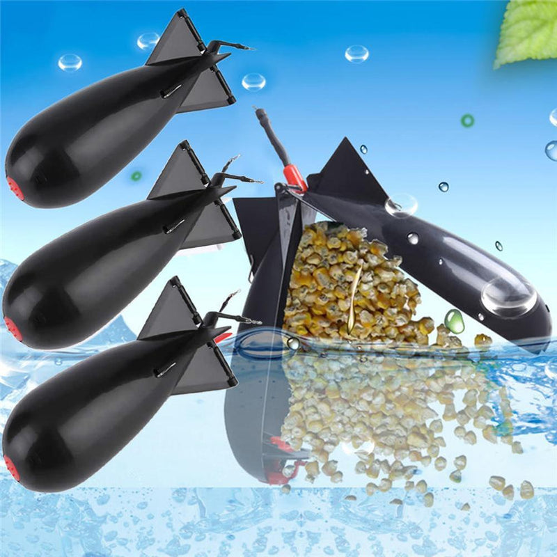 Carp Fishing Rockets Feeders Float Bait Lure Holder Fishing Tool (Black L)
