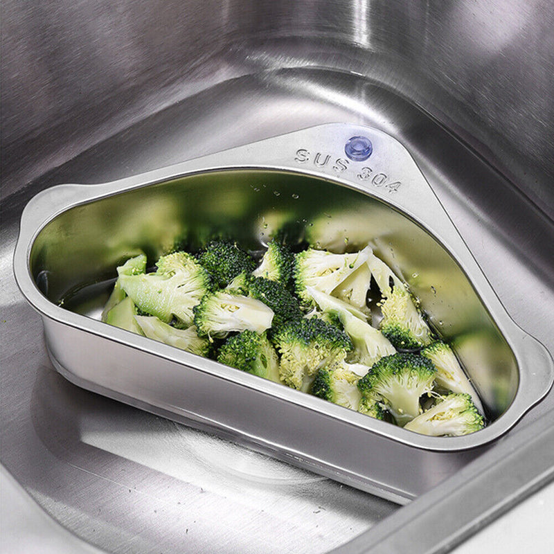 Kitchen Leftover Sink Strainer Stainless Triangular Vegetable Fruit Drain B