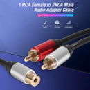 RCA 1 Female to 2 Male Adapter Audio Y Splitter Cable Amplifier Subwoofer Newly