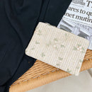 Fashion Women Woven Lace Flower Small Wallet Purse Casual Clutches (White)