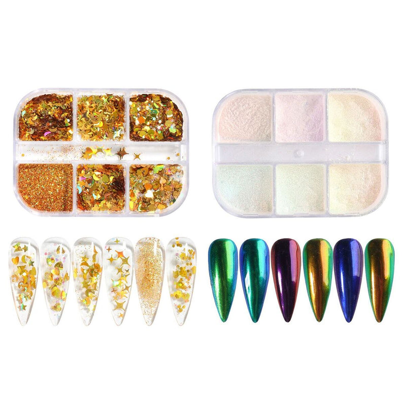 DIY Holographic Hexagon Chunky Glitter Flakes Summer Star Moon Nail Sequins