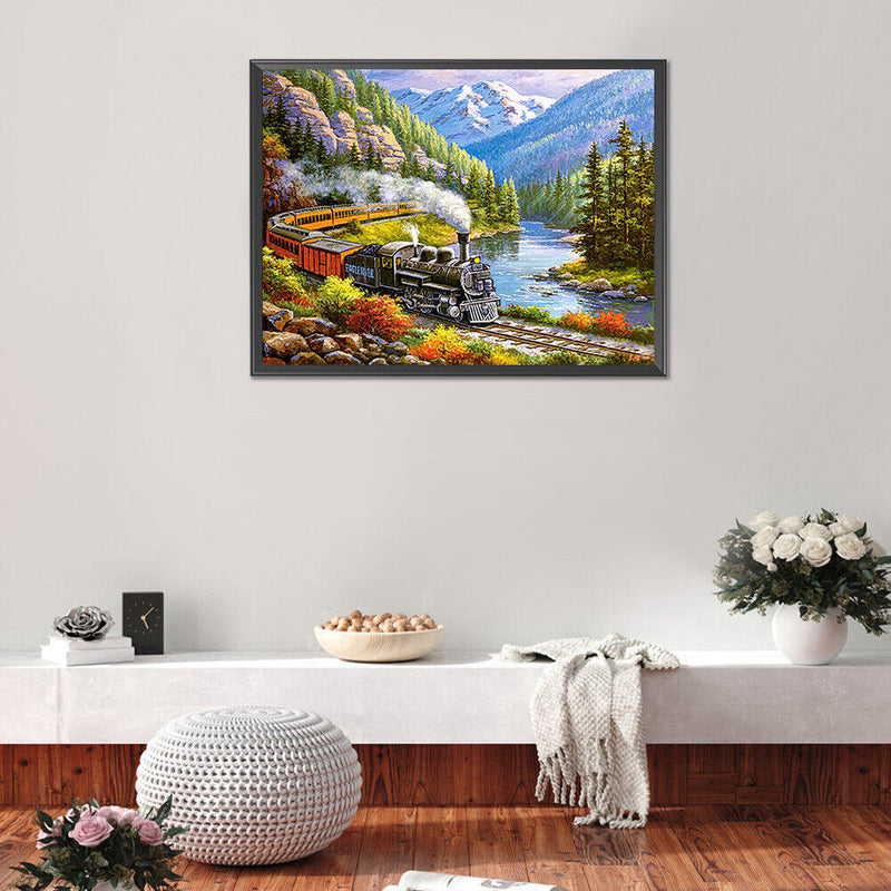 5D Diamond Painting Landscape Train Full Round Drill DIY Crafts Mosaic Pictures