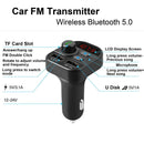 Transmitter Wireless Bluetooth 5.0 2 USB Fast Charger Adapter Radio MP3 Player