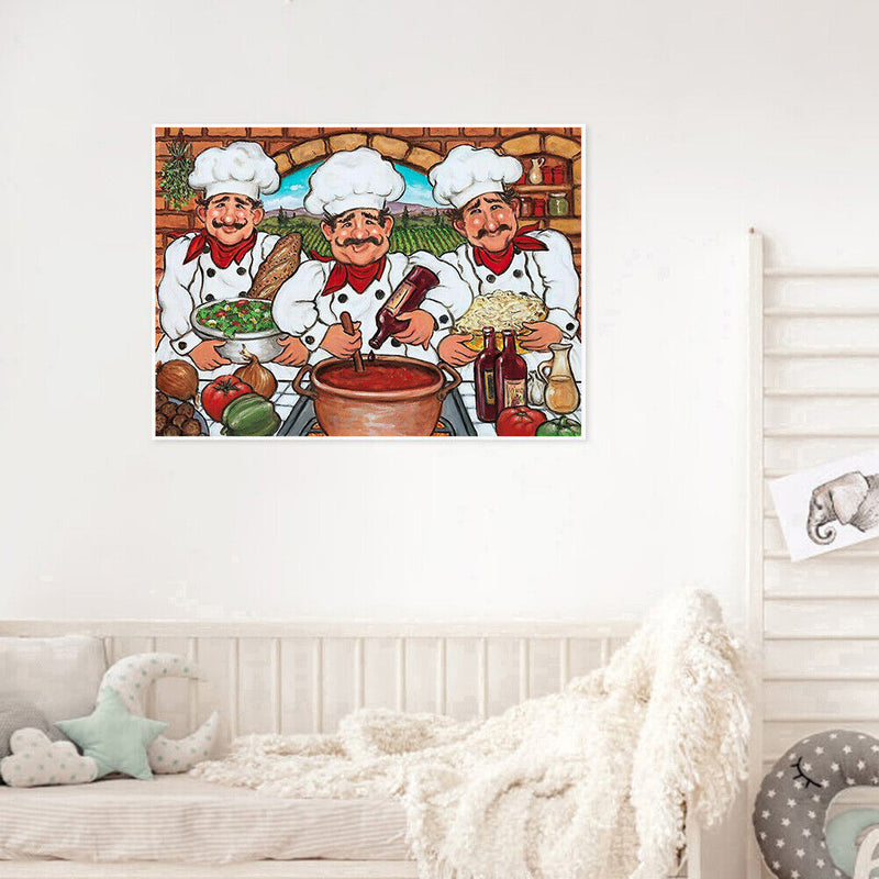 Three Chefs Canvas Paint By Numbers Oil Hand Painted Drawing Kit Home Decor