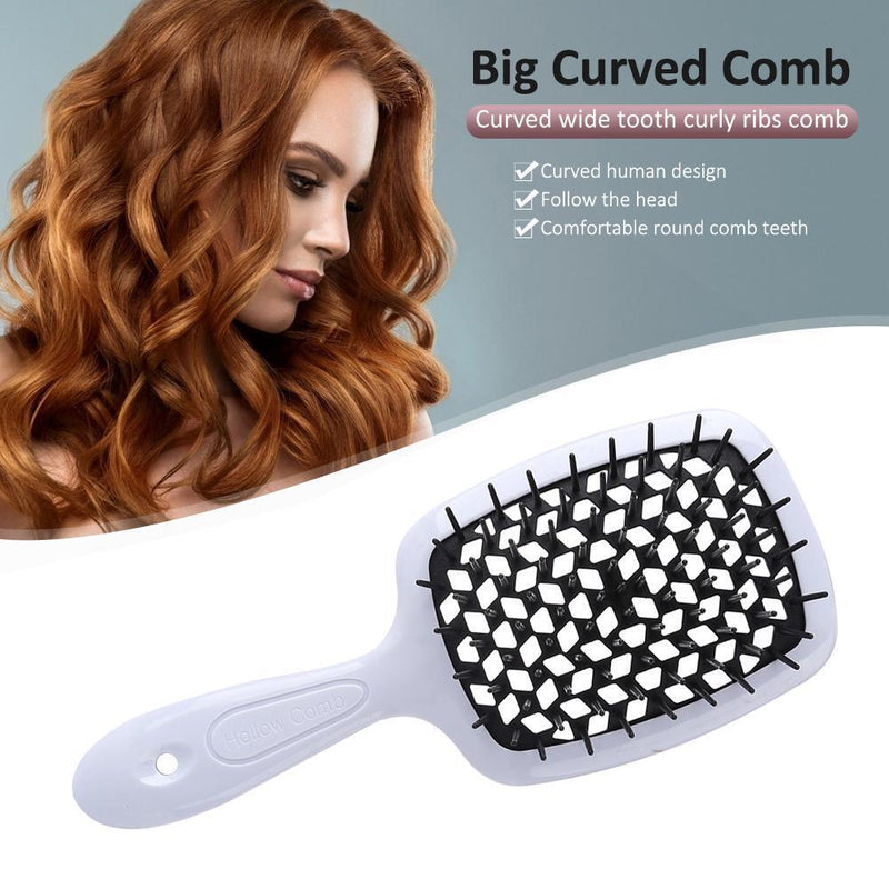 Wide Teeth Air Cushion Combs Scalp Massage Brush Hollow Grid Comb (Pink)