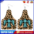 Retro Cow Print Leather Dangle Earrings West Cowboy Hooks Statement Jewelry