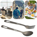 Portable Tableware Spork Set Titanium Fork Spoon Cooking Supplies Outdoor E6B4