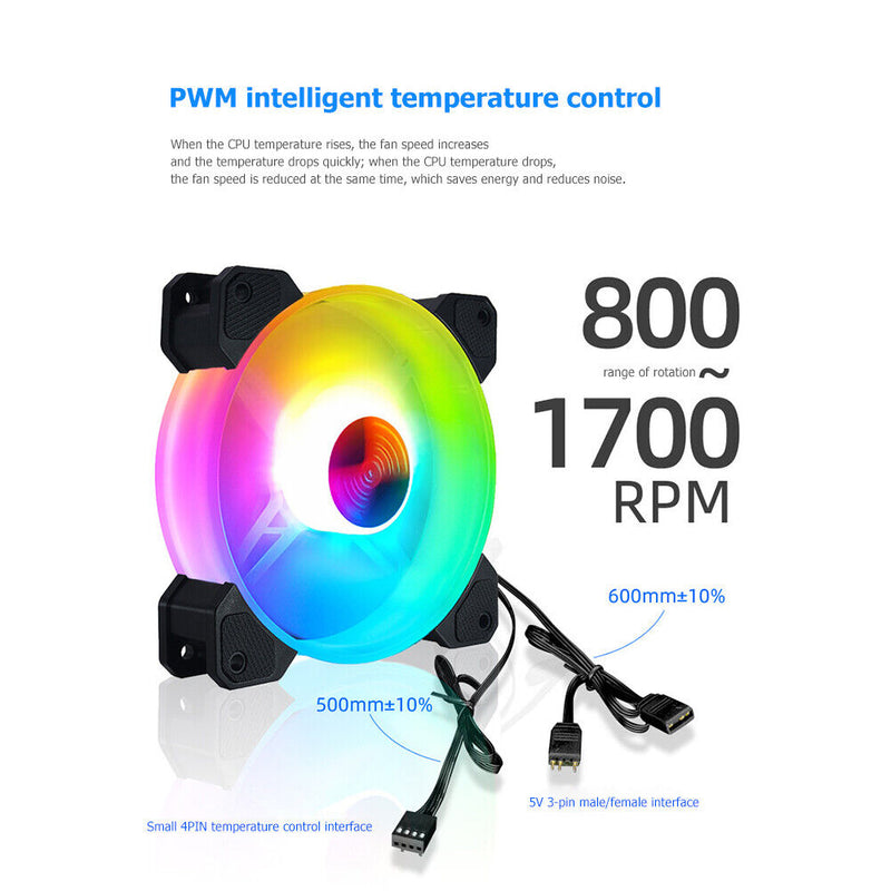 COOLMOON 12cm 12V 4Pin PC Case Cooler Fan Chassis CPU 5V 3Pin ARGB PWM Radiator