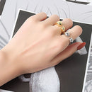 Women Minimalist Opening Rings Jewelry Gift Finger Rings Double Ball Beads