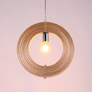 Lamp Adjustable Shape Roating Chandelier Wooden LED Round Ceiling Hanging Light