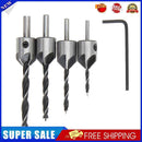 4Pcs HSS 5Flute Countersink Drill Bit Set Screw Woodworking Chamfer Tool 3-