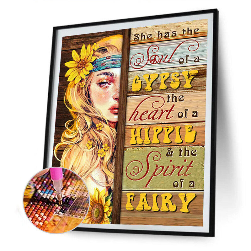 5D Diamond Painting Kit Letters Sunflower Girl Full Round Drill Rhinestone DIY