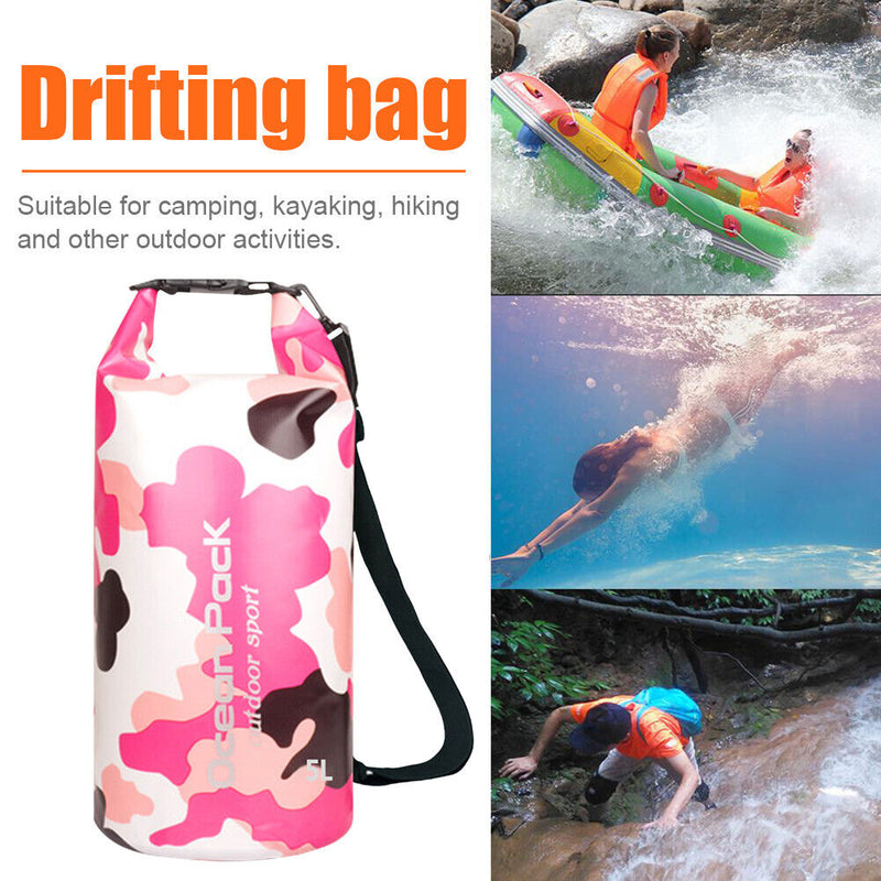 Waterproof Dry Bag Sack Swimming Kayak Canoe Boating Storage Pack (Pink 5L)