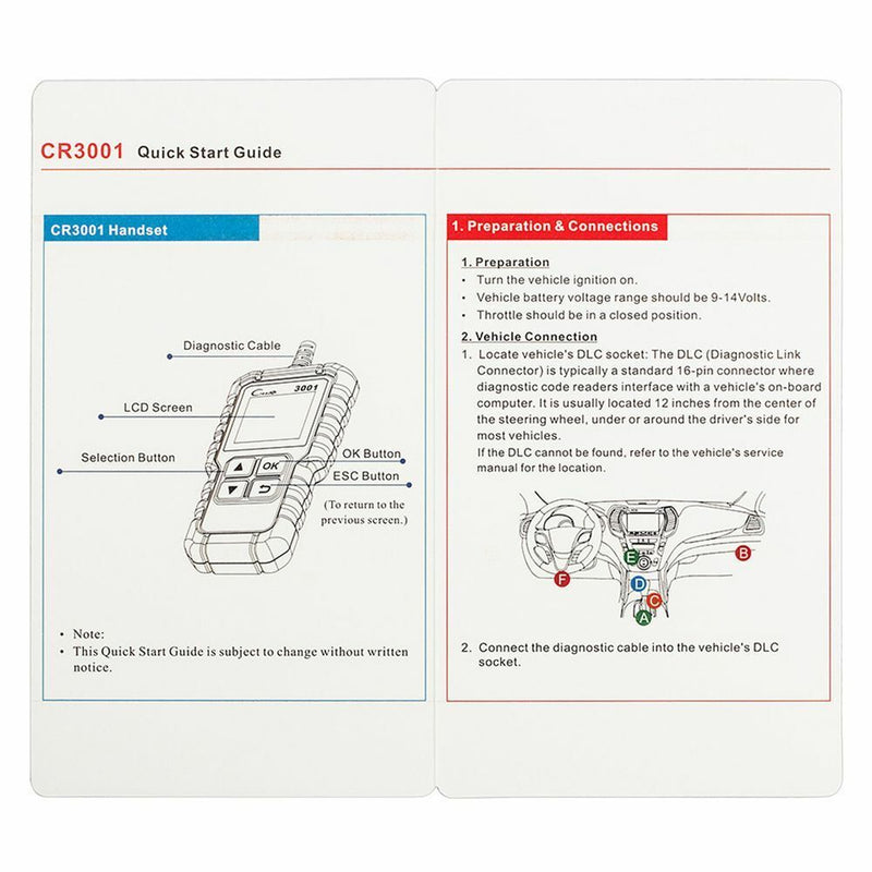 EOBD Function Car Diagnostic Tool Creader 3001 CR3001 Scanner Code Reader