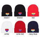 Love Heart Christmas Gift Embroidery Knit Cap Beanies Hats Rainbow Knitted Hats