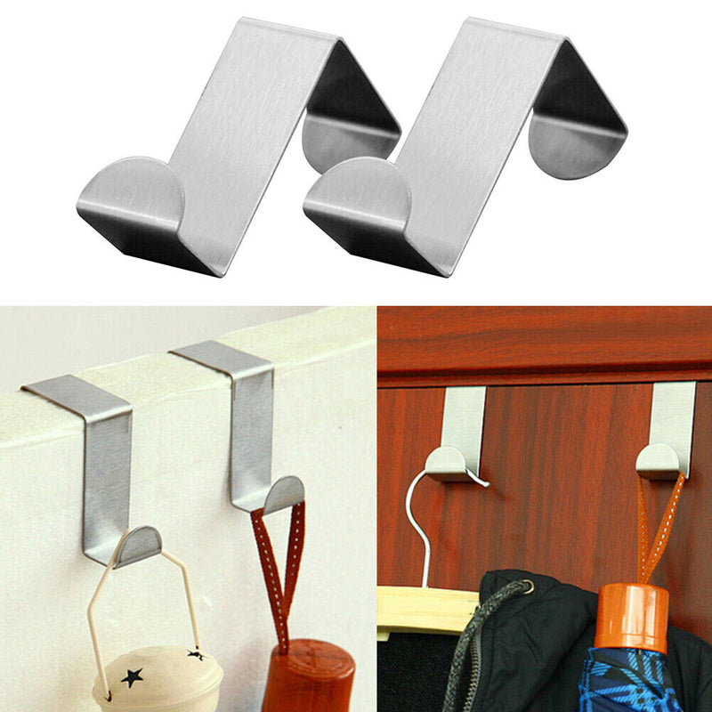2pcs Door Hook Multipurpose Stainless Steel Kitchen Cabinet Clothes Hangers