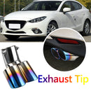Dual Outlet Burnt Blue Stainless Steel Car Exhaust Tip Rolled Edge Muffler Newly