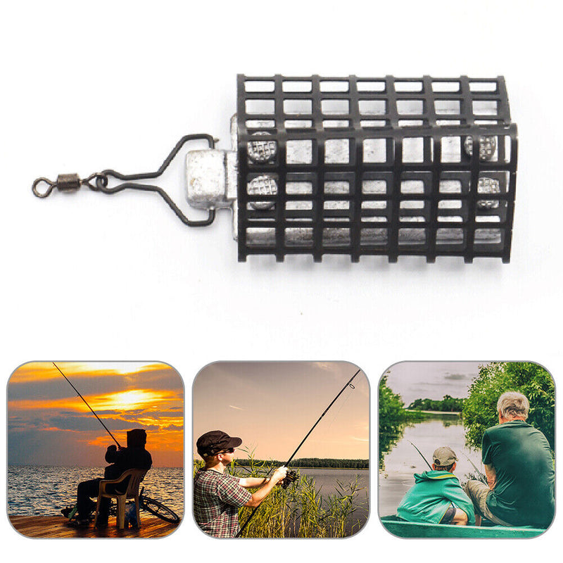 5pcs Metal Bait Fishing Trap Basket Feeder Holder Cage Sinker Fishing Tackl
