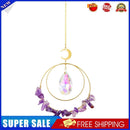 Crystal  Moon Circle Hanging Metal Pendant Home Decor (Purple)