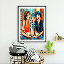 3 Fashion Sisters Hand Painted Picture DIY Kit Oil Paint By Numbers Set No Frame