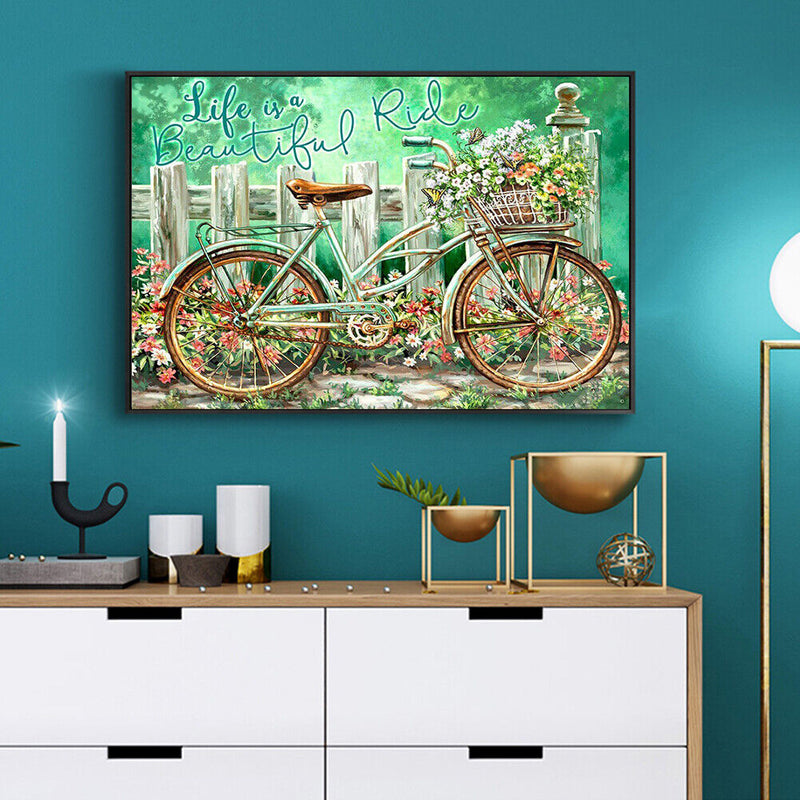 Handmade Bicycle in Garden 5D DIY Full Round Drill Drawing Kit Diamond Painting