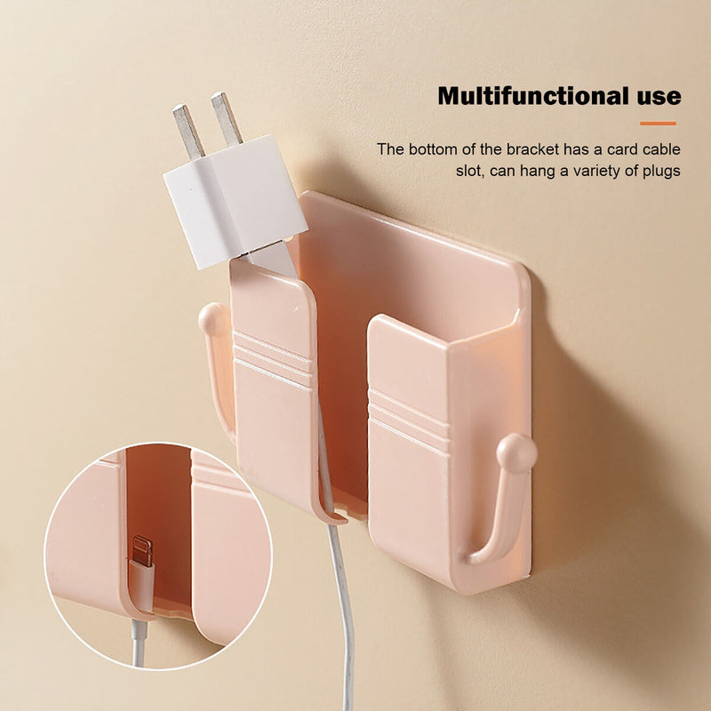 Wall Phone Holder - 5 Pieces Self-Adhesive Wall Mounted Phone Holder with Hooks
