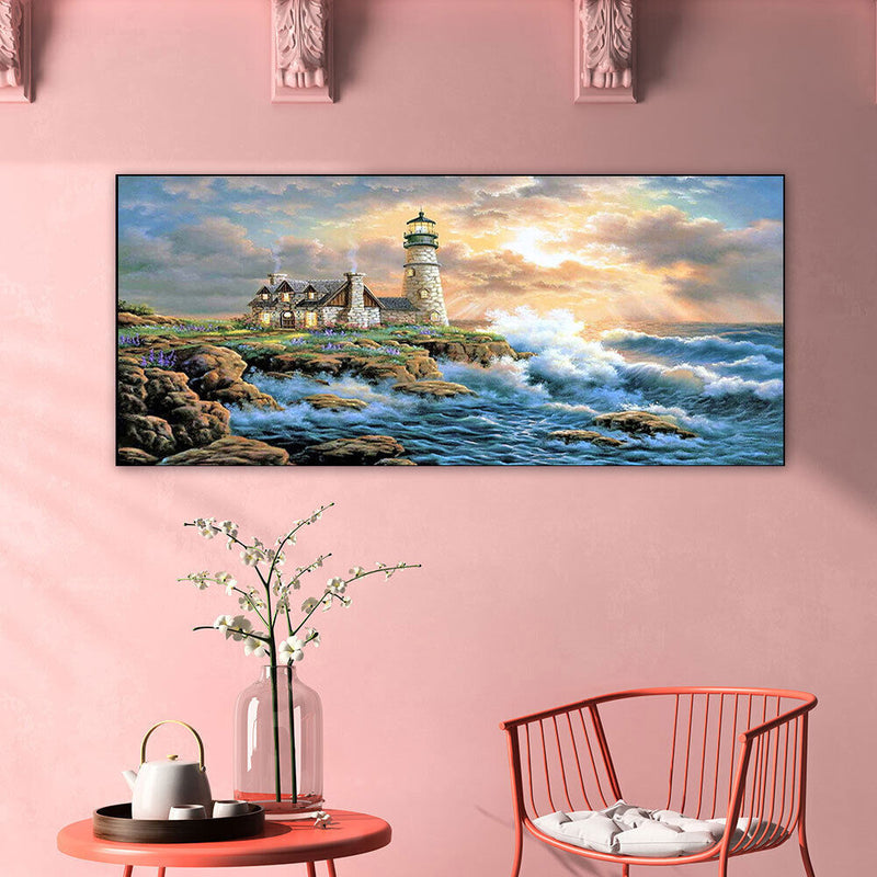 Lighthouse Oil Paint By Numbers Kits Canvas Picture Wall Art DIY Craft Colo