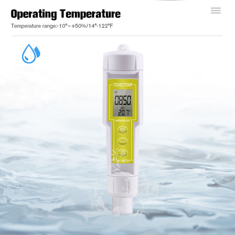 Water Measurement Instruments Tool Digital Water Quality Tester 3 in 1 Pen Type