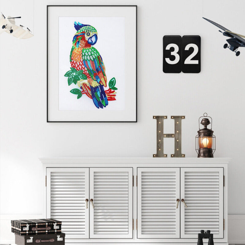 Diamond Painting 5D DIY Parrot Crystal Special Shape Room Wall Art (T087) Newly