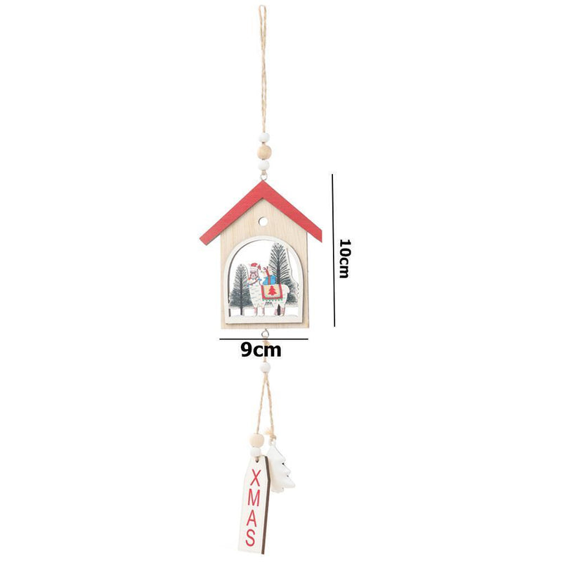 Creative Hollow-out Alpaca House Christmas Pendant Children Gifts (Red)